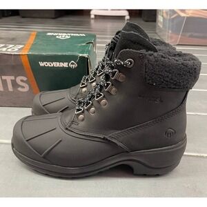 Wolverine Frost Insulated Boots Womens 6.5 Black Leather Lace‎ Up Waterproof New